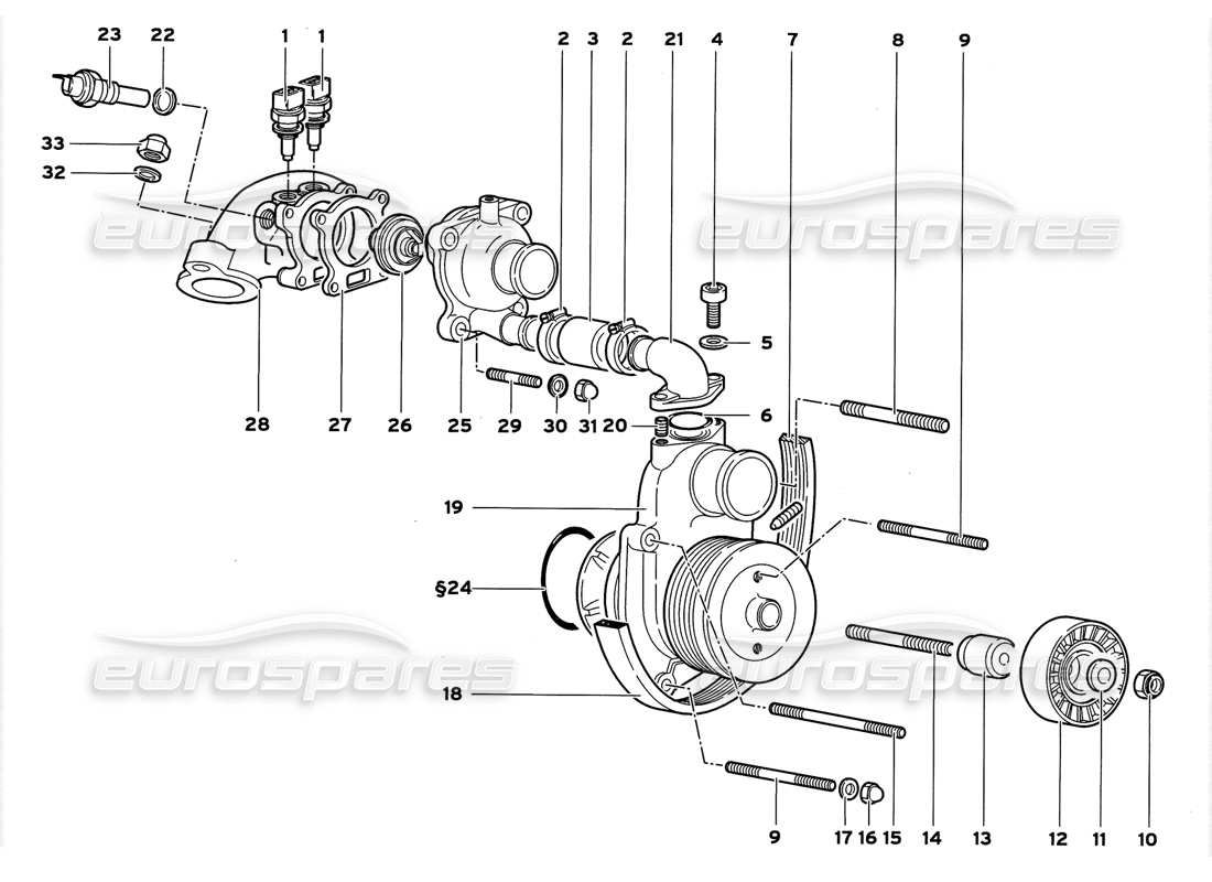 lamborghini diablo gt (1999) bomba de agua diagrama de piezas