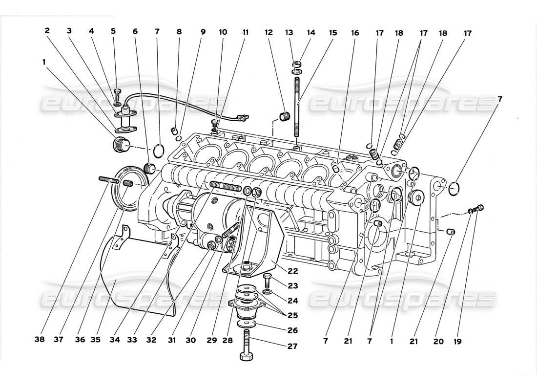 lamborghini diablo gt (1999) crankcase diagrama de piezas
