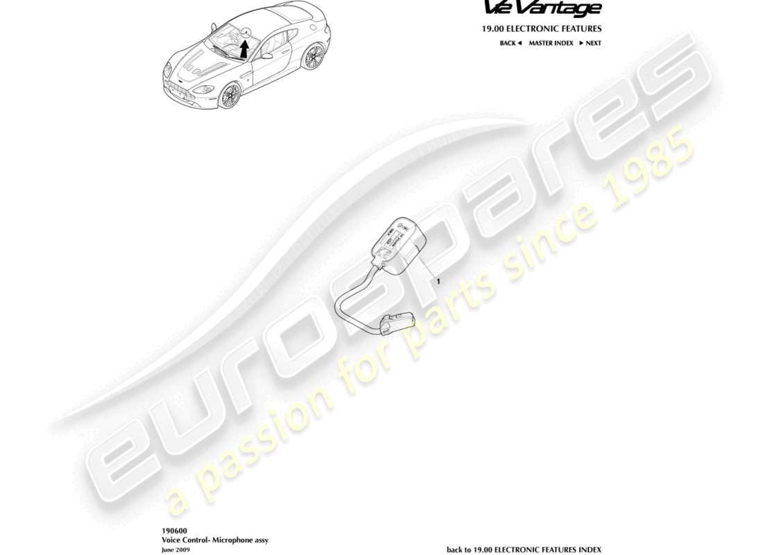aston martin v12 vantage (2012) diagrama de piezas del micrófono