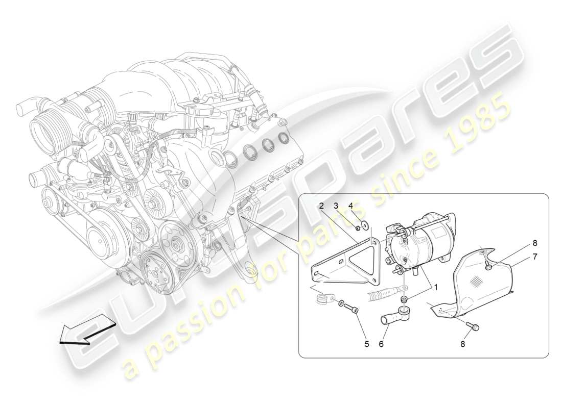 maserati granturismo s (2020) control electrónico: diagrama de piezas de encendido del motor