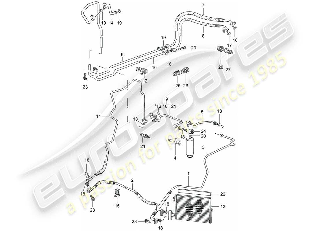 porsche 2008 (987 cayman) diagrama de piezas del circuito refrigerante