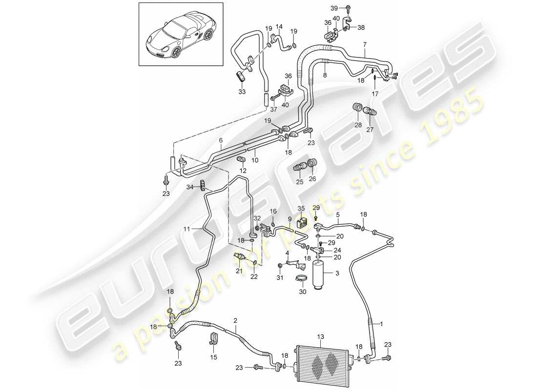 porsche 2012 (987 boxster) diagrama de piezas del circuito refrigerante