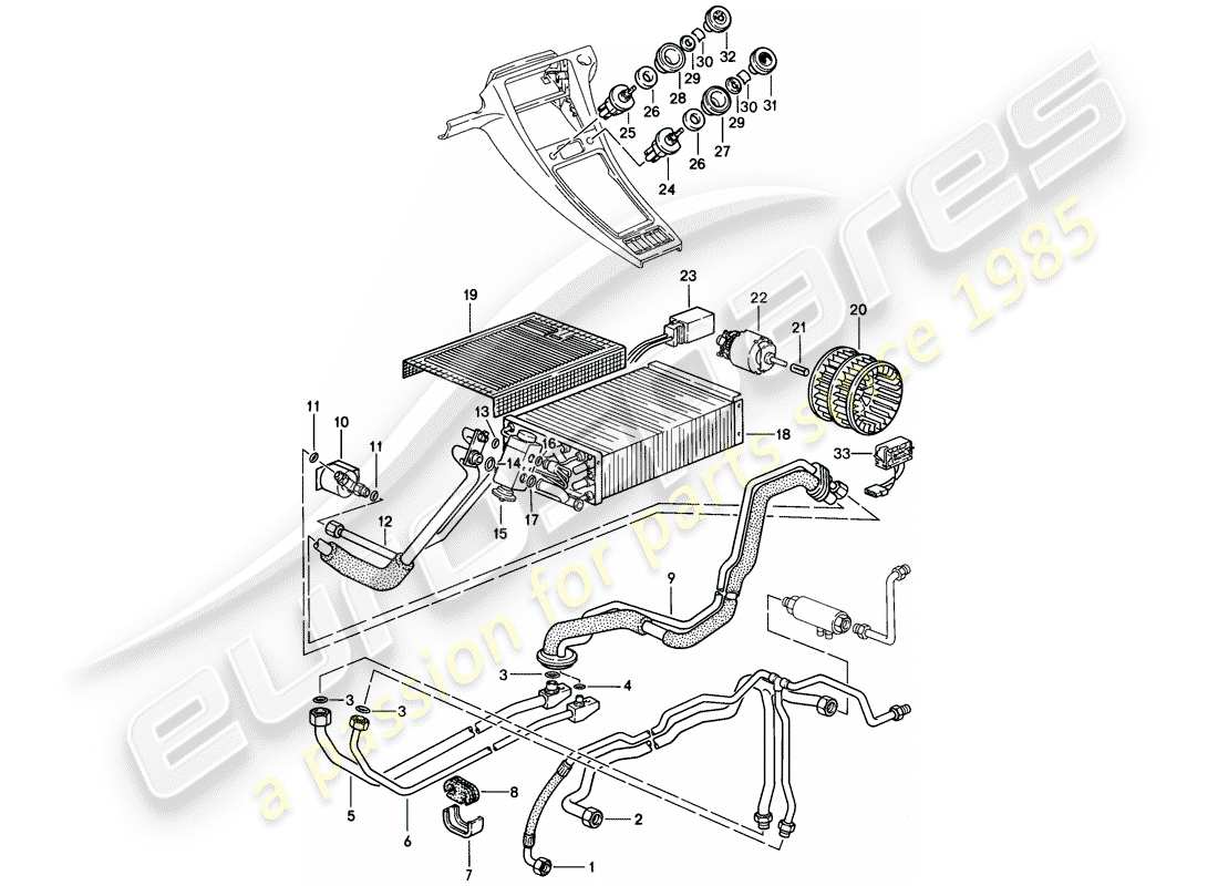 porsche 1986 (928) líneas - aire acondicionado auxiliar - d - mj 1985>> esquema pieza