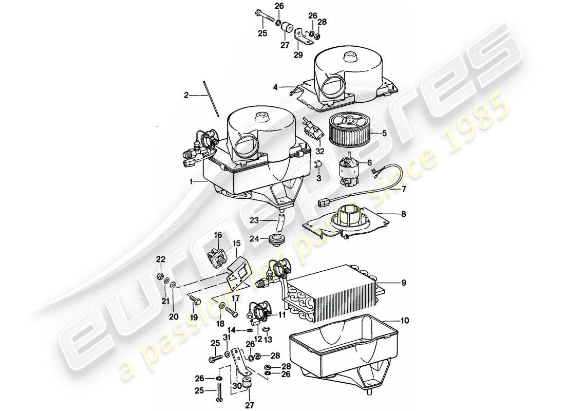 porsche 1982 (944) aire acondicionado diagrama de piezas