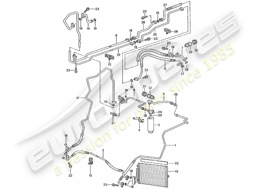 porsche 1998 (996) circuito refrigerante diagrama de piezas