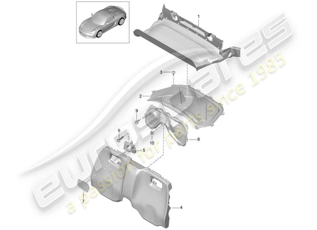 porsche 2016 (981 boxster spyder) diagrama de piezas de trims