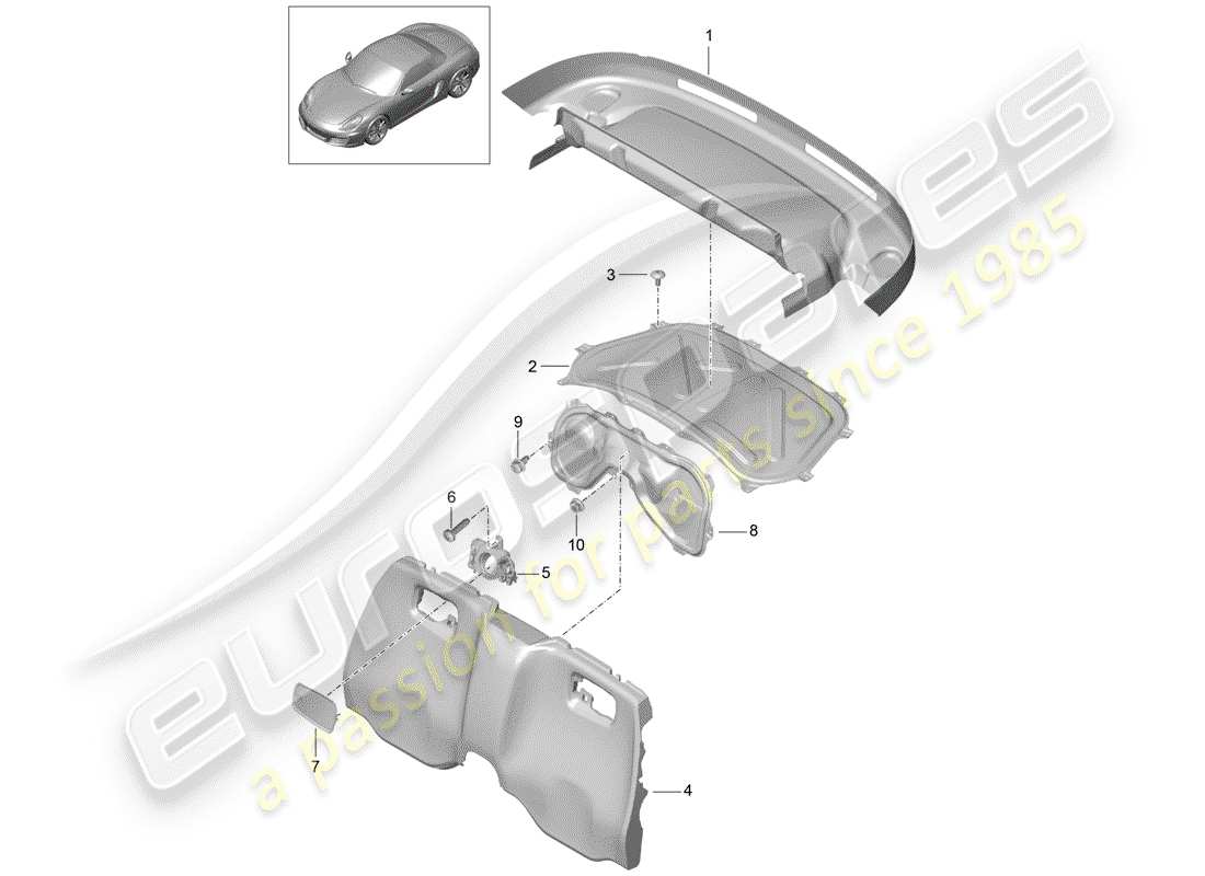 porsche 2014 (981 boxster) diagrama de piezas de trims