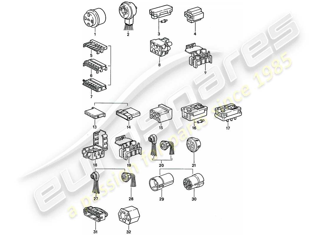 porsche 1994 (968) carcasa del conector diagrama de piezas