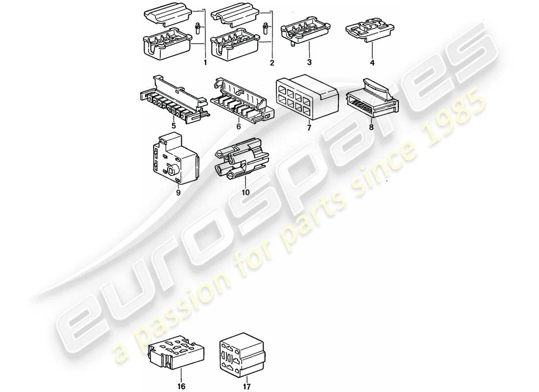 porsche 1994 (968) carcasa del conector - 8-pole - 9-pole diagrama de piezas