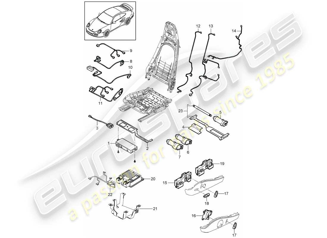 porsche 911 t/gt2rs (2012) arneses de cableado diagrama de piezas