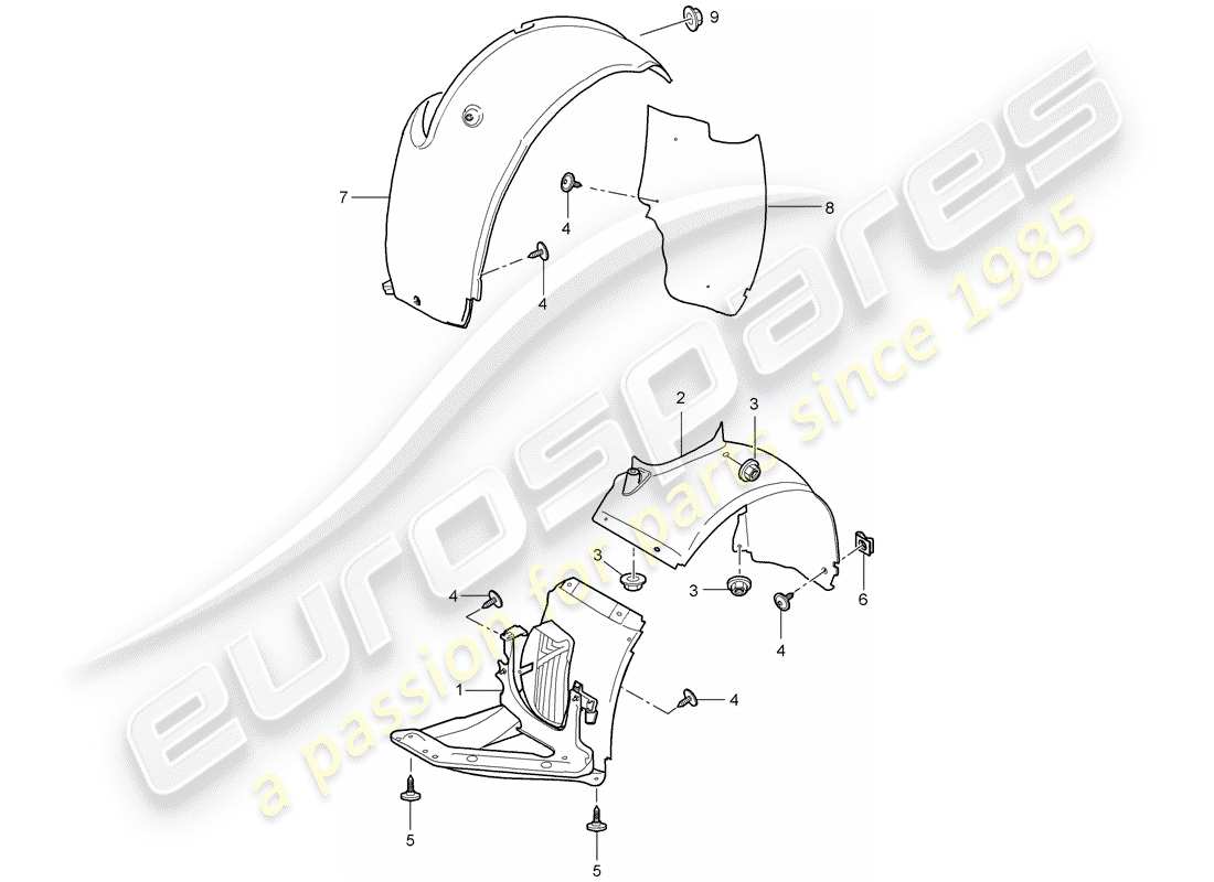 porsche 2008 (997-1 turbo / gt2) adornos diagrama de piezas