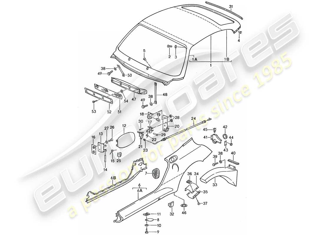 porsche 1987 (959) paneles exteriores diagrama de piezas