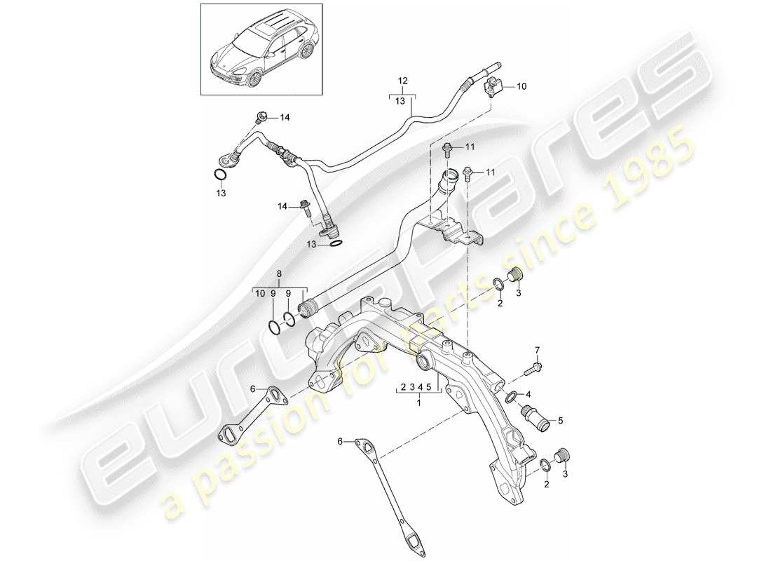 porsche 2015 (cayenne e2 92a) water cooling 1 diagrama de piezas
