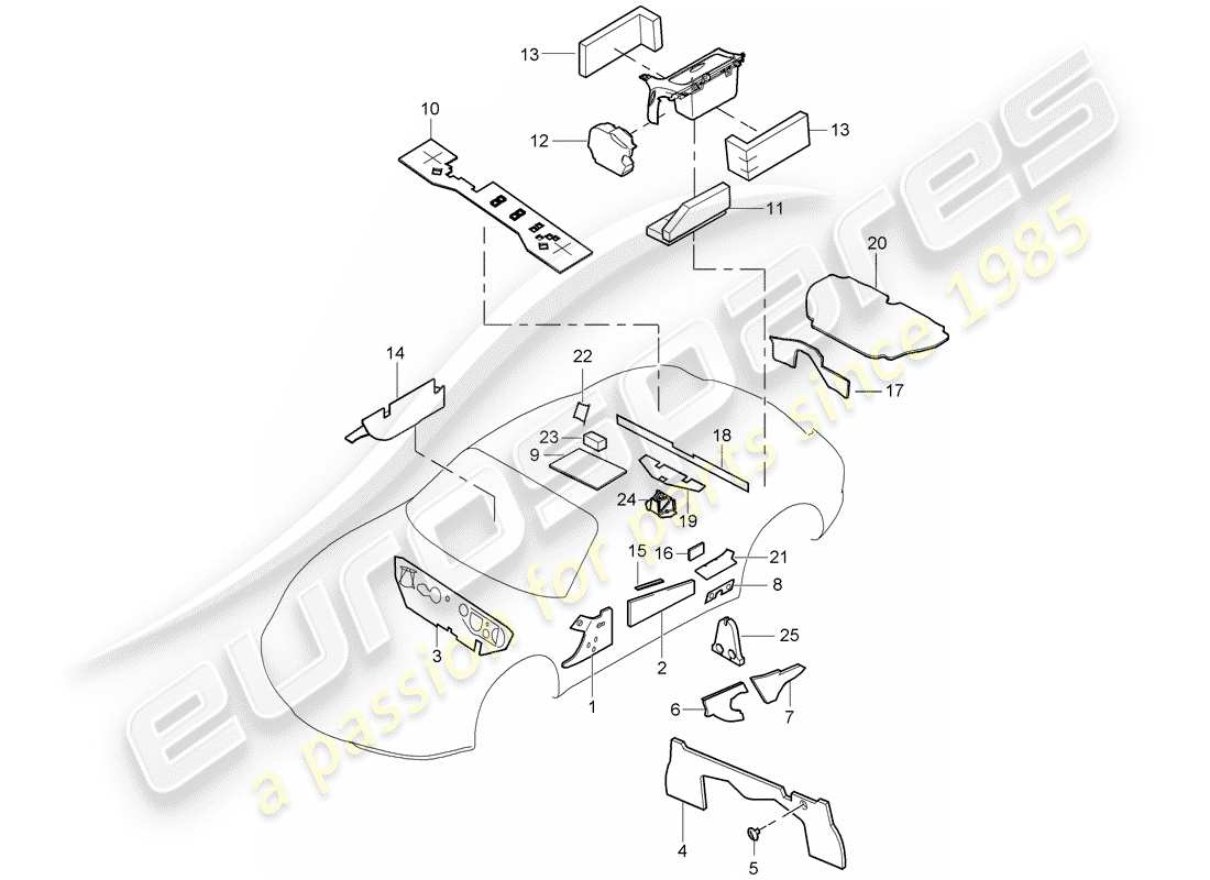 porsche 2006 (987 cayman) carrocería diagrama de piezas