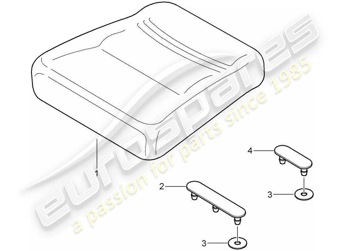 porsche 2009 997-2 turbo / gt2 cojín del asiento trasero diagrama de piezas