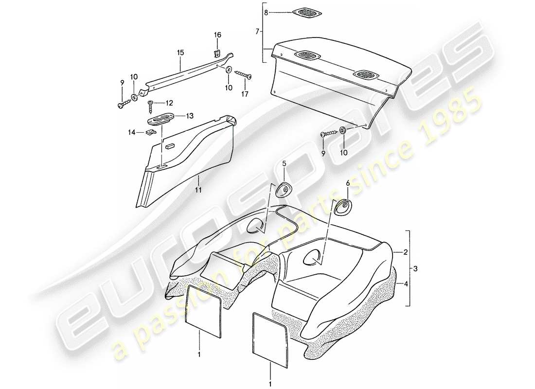 porsche 1987 (959) recubrimiento diagrama de piezas