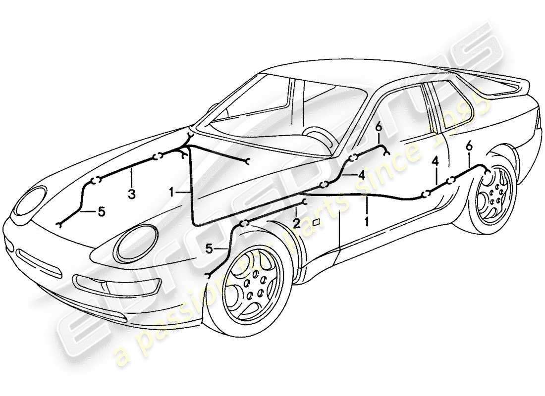 porsche 1993 (968) mazo de cables - sistema de freno antibloqueo -abs- - indicador de desgaste de pastillas de freno diagrama de piezas