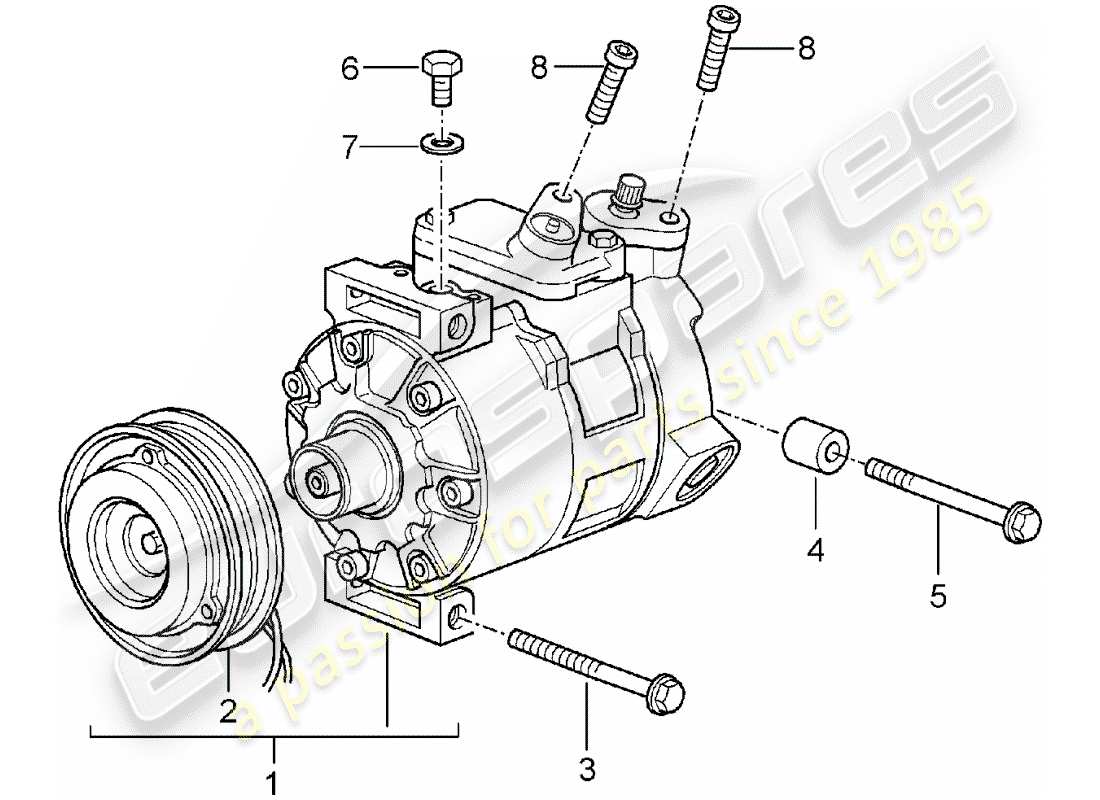 porsche 996 (1999) diagrama de piezas del compresor