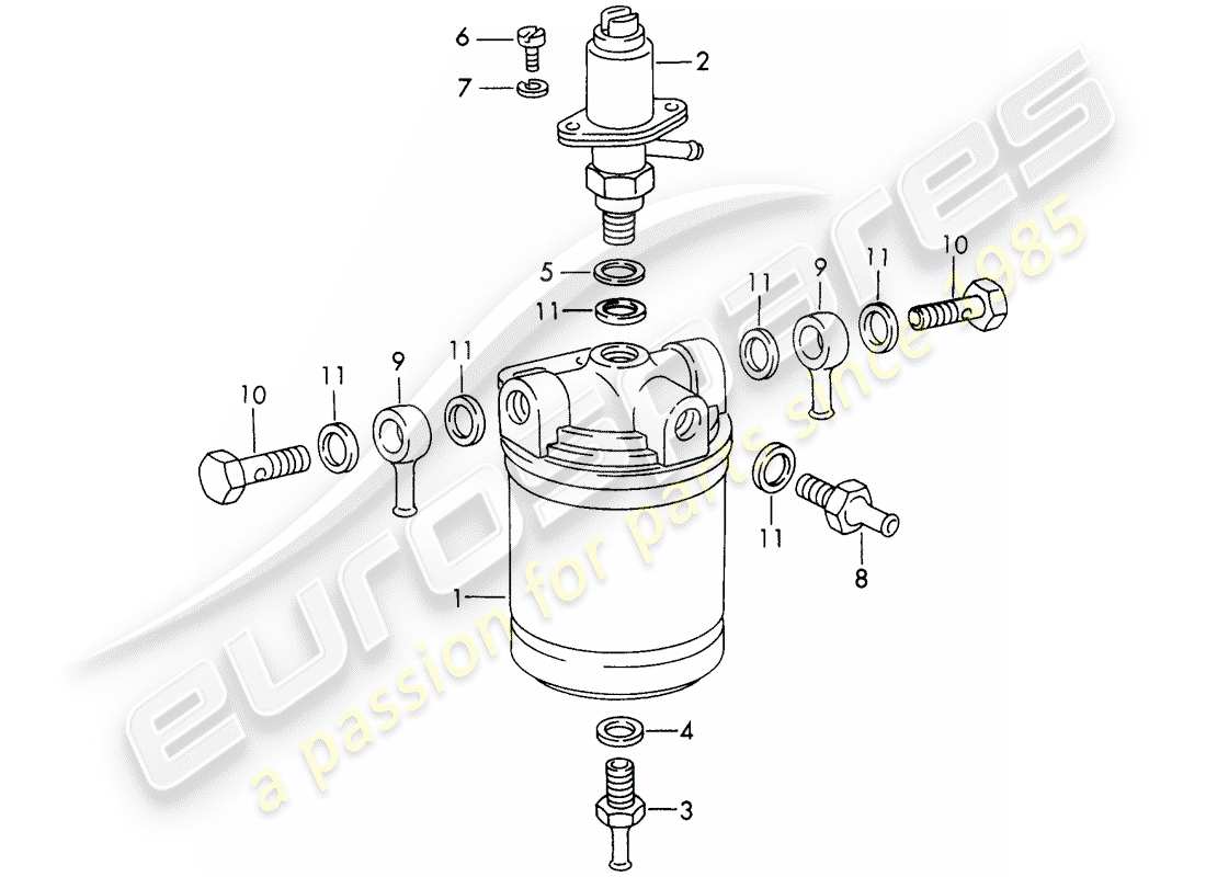 porsche 1966 (911/912) material de reparacion - para - filtro de combustible - - bosch - - d - mj 1969>> diagrama de partes