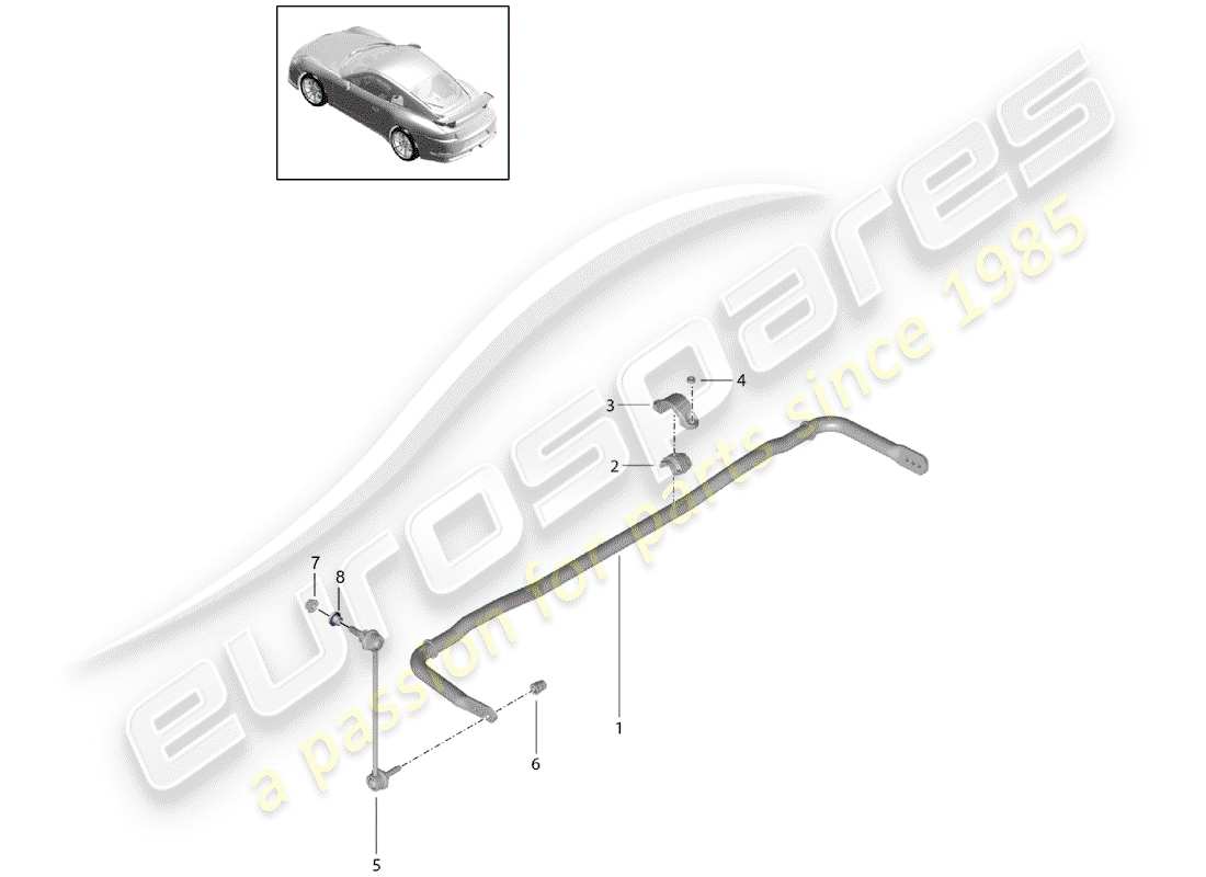 porsche 2017 (991-2 r/gt3/rs) diagrama de piezas del estabilizador