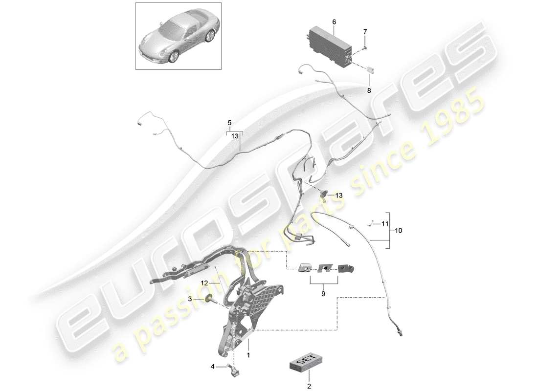porsche 2012 (991-1) marco superior diagrama de piezas
