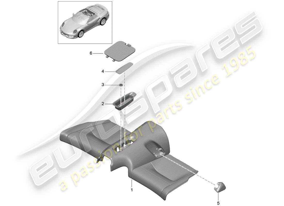 porsche 2020 (991-2 turbo) diagrama de piezas del cojín del asiento trasero