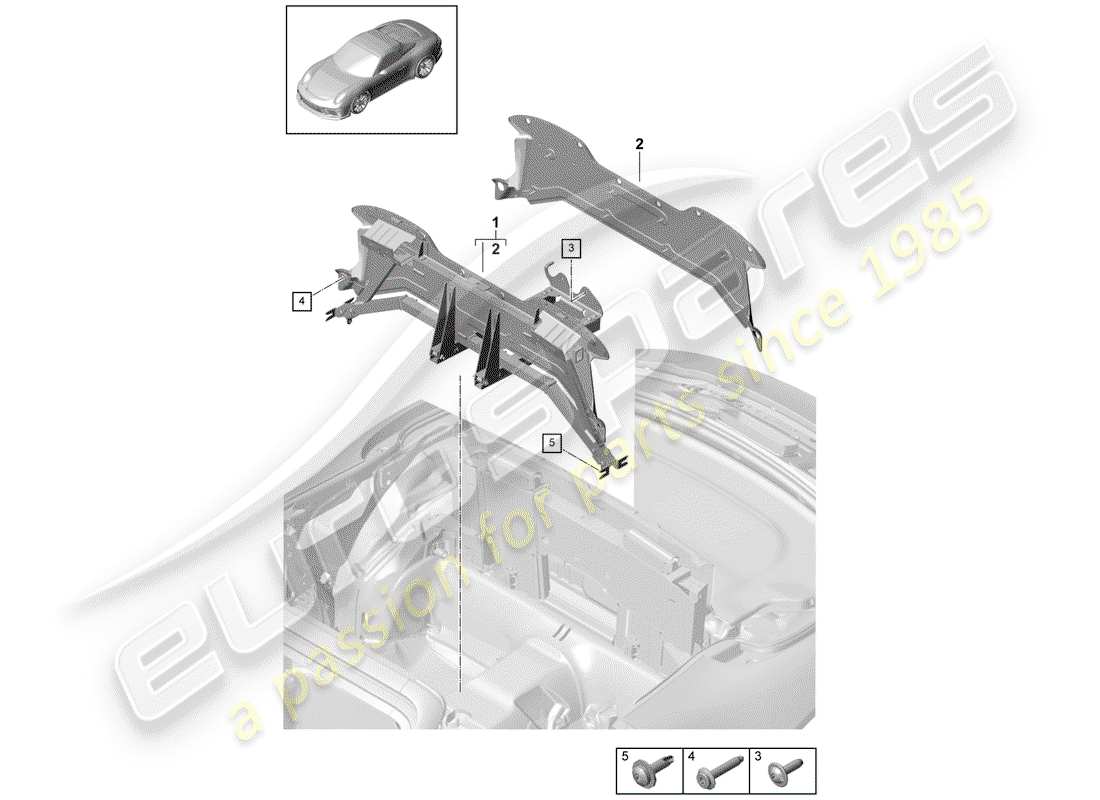 porsche 2018 (991-2 r/gt3/rs) travesaño diagrama de piezas