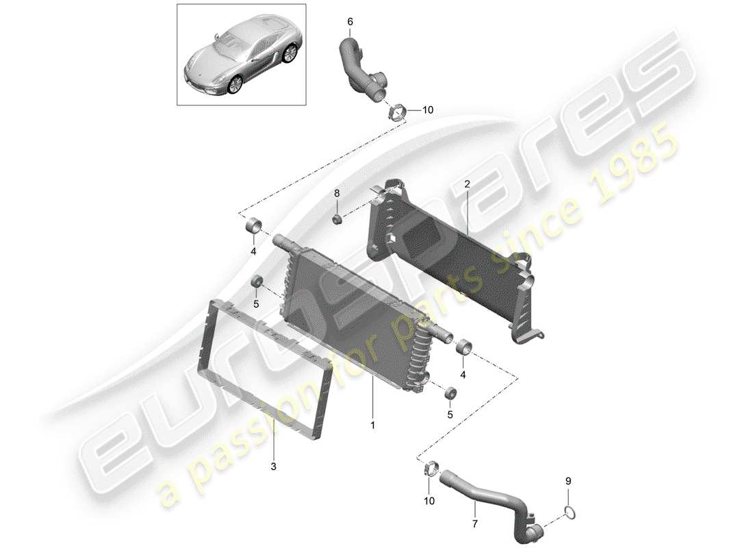 porsche 2015 (981 cayman) diagrama de piezas del radiador