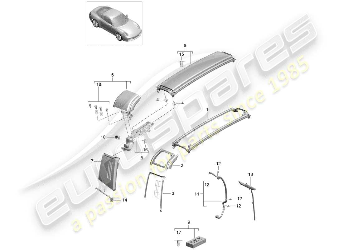 porsche 2014 (991-1) recortar diagrama de piezas
