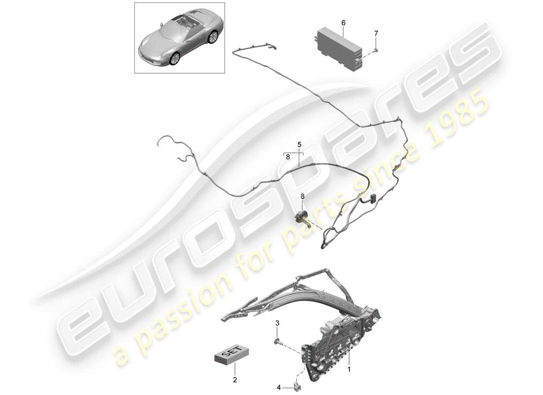 porsche 2014 (991-1) marco superior diagrama de piezas