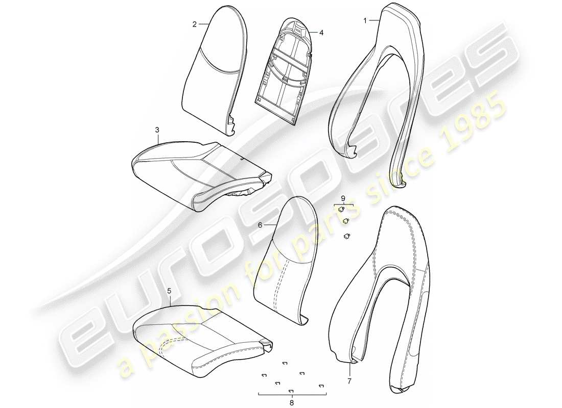 porsche 2005 (987 boxster) diagrama de piezas de la pieza de espuma