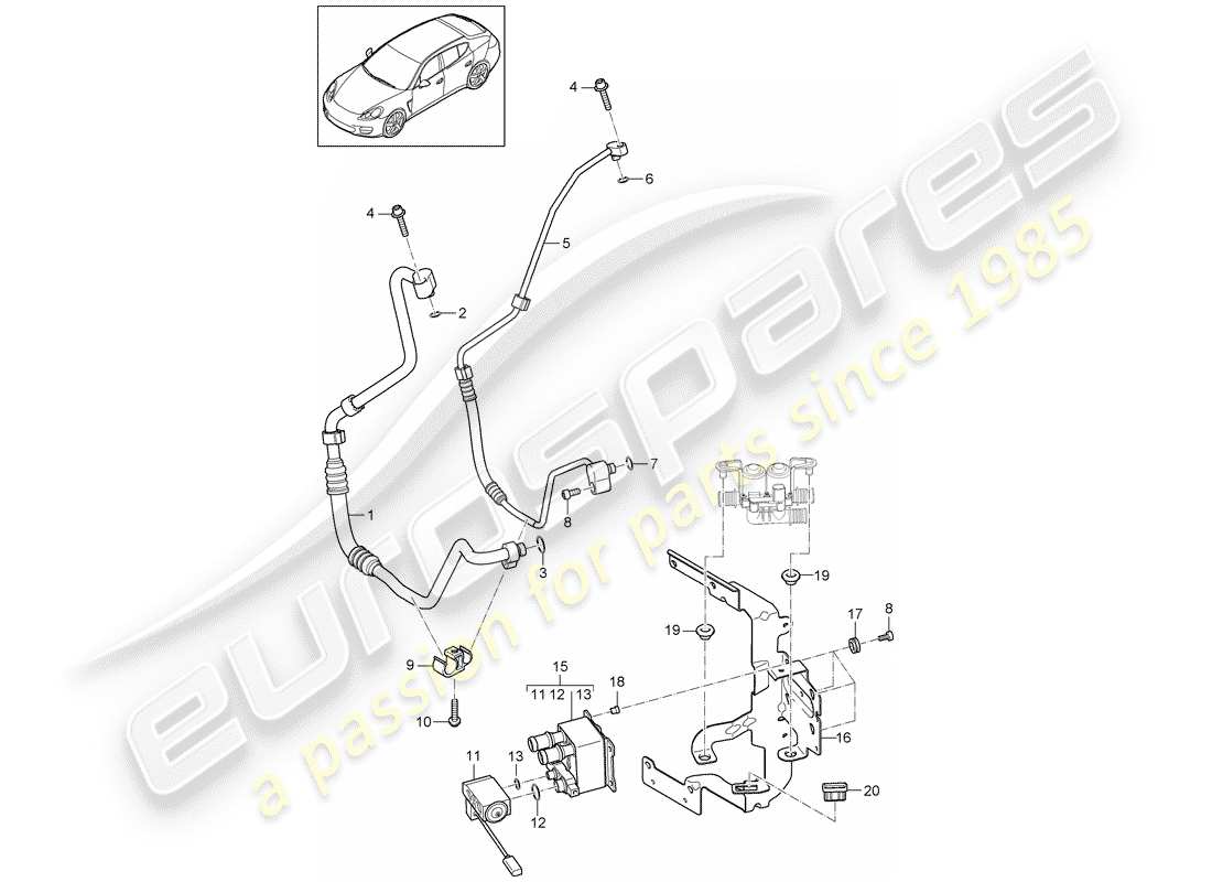 porsche 2016 (panamera 970) híbrido diagrama de piezas