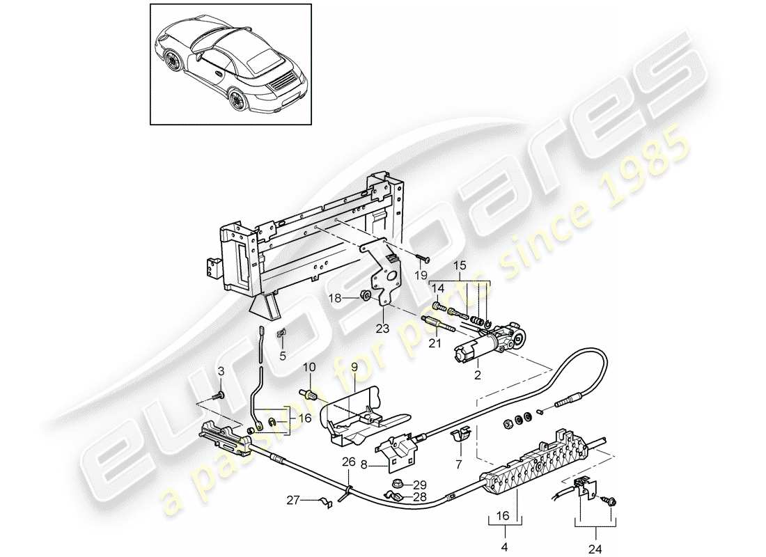 porsche 2012 (997-2) mecanismo de conducción diagrama de piezas