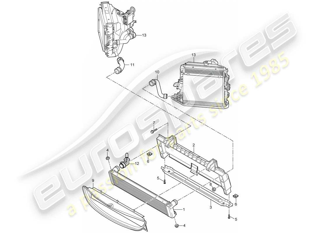 porsche 2007 (997-1 gt3) radiador diagrama de piezas