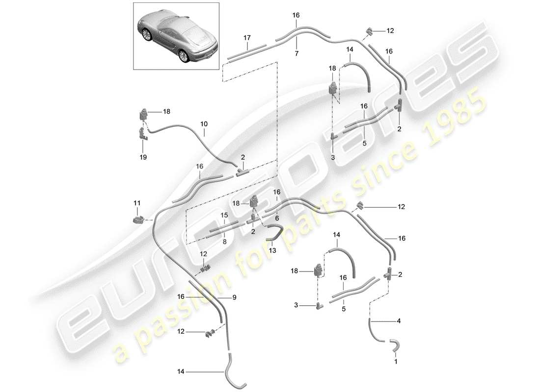 porsche 2016 (981 cayman) diagrama de piezas del sistema de vacío