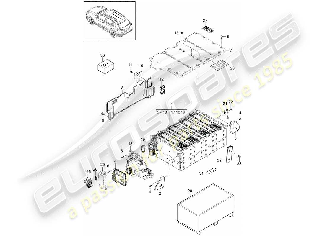porsche 2012 (cayenne e2 92a) diagrama de piezas híbrido