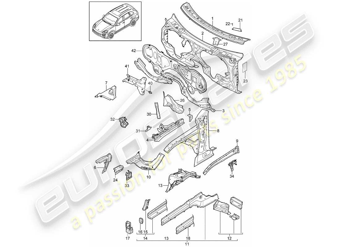 porsche 2015 (cayenne e2 92a) interfaz diagrama de piezas
