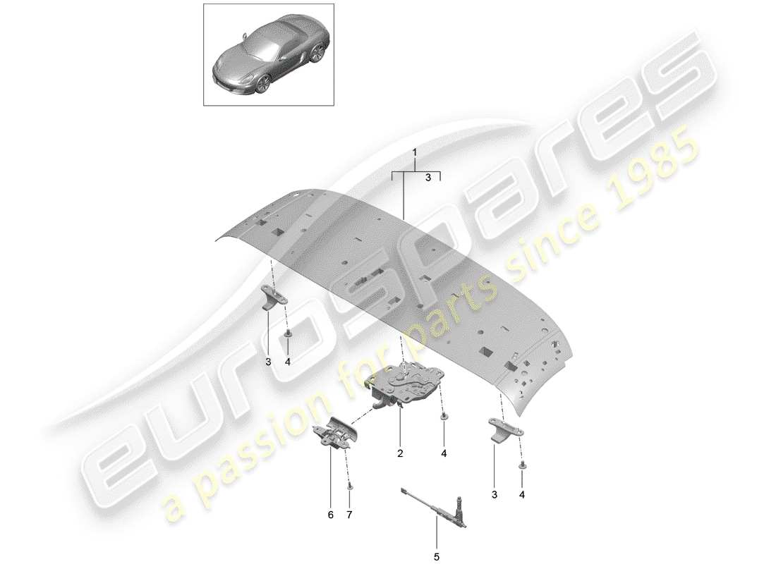 porsche 2013 (981 boxster) marco superior diagrama de piezas