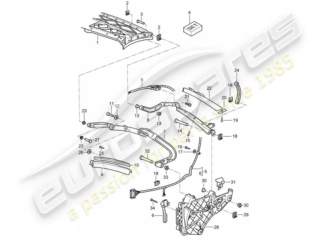 porsche 2009 997-2 turbo / gt2 marco superior diagrama de piezas