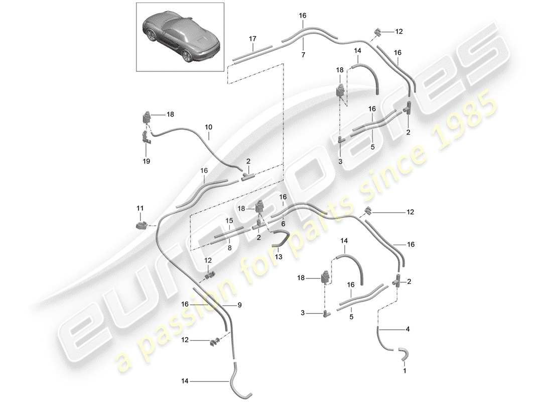 porsche 2014 (981 boxster) diagrama de piezas del sistema de vacío