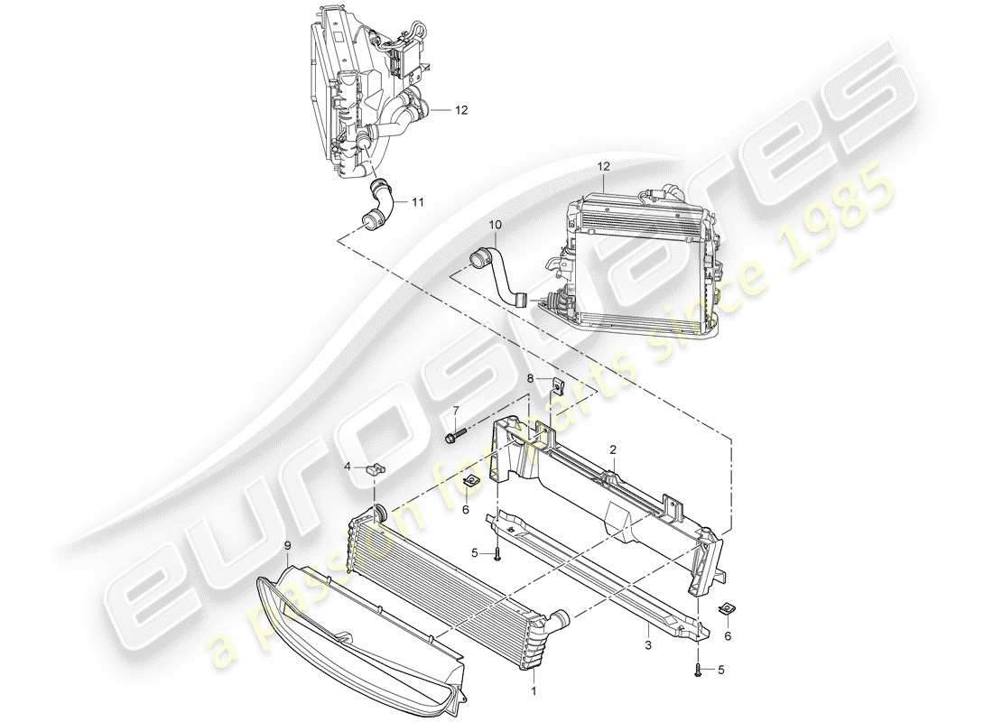 porsche 2006 (987 cayman) radiador diagrama de piezas
