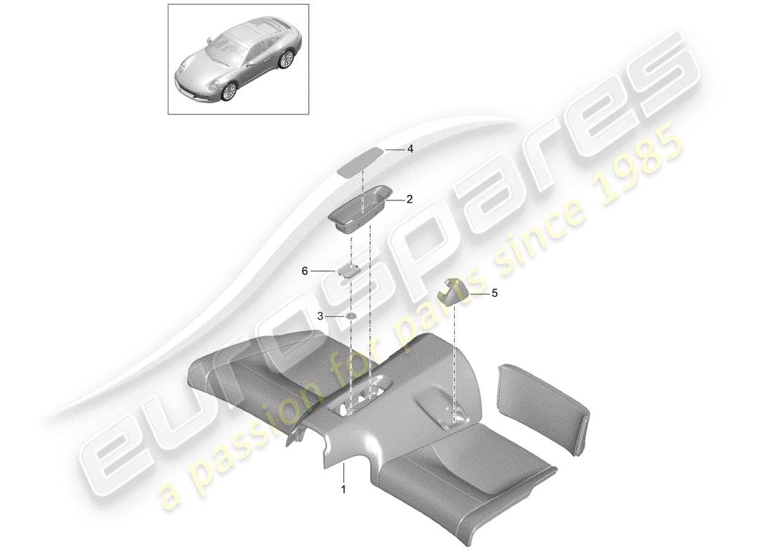 porsche 2017 (991-2) cojín del asiento trasero diagrama de piezas