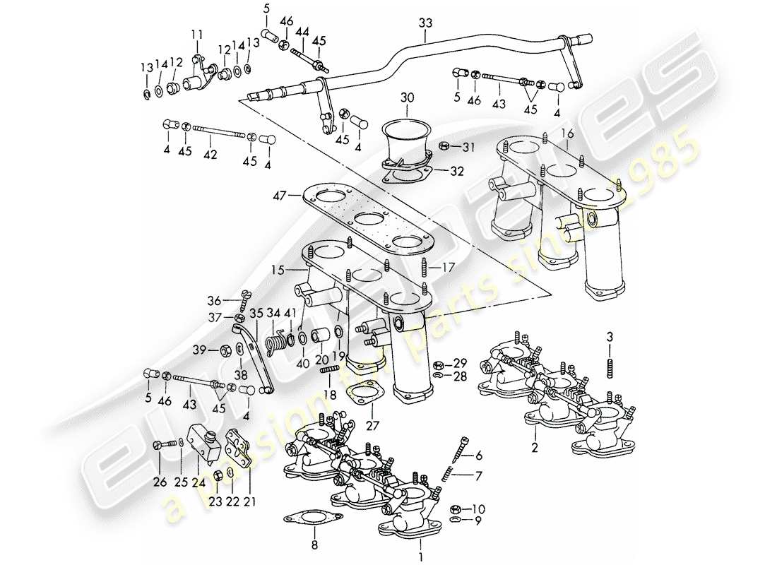 porsche 1966 (911/912) sistema de inyección - cuerpo del mariposa - d - mj 1969>> diagrama de piezas