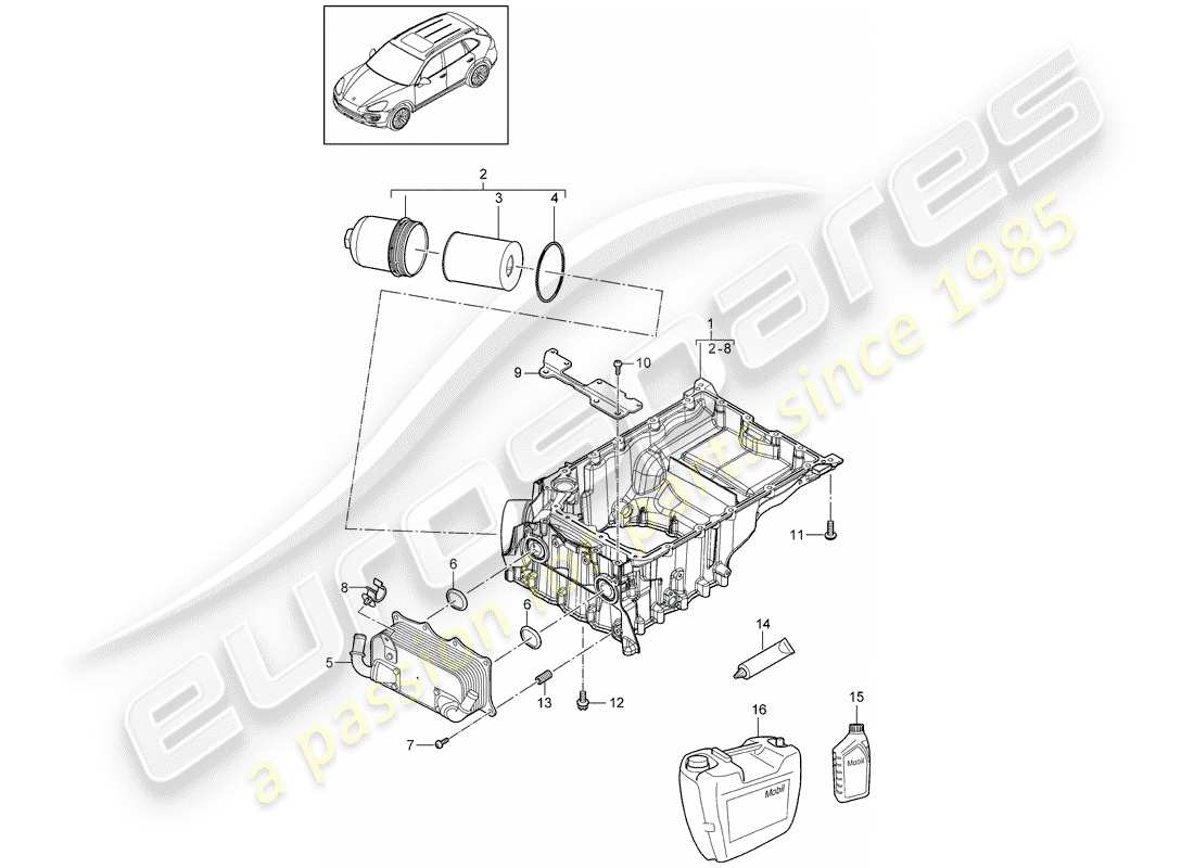 porsche 2013 (cayenne e2 92a) oil-conducting housing diagrama de piezas