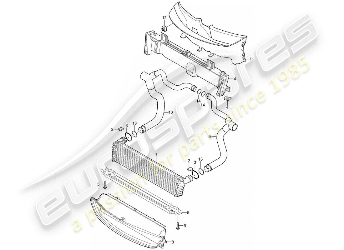 porsche 2007 (997-1 turbo / gt2) radiador diagrama de piezas