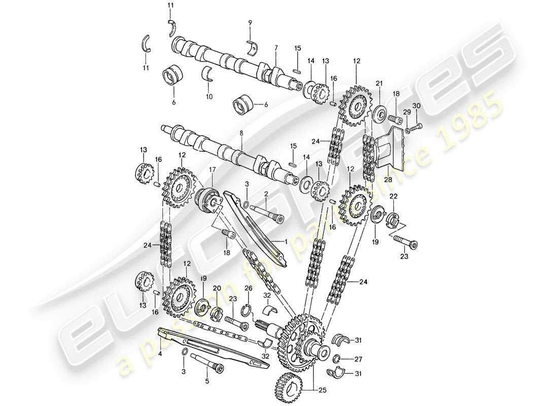 porsche 1988 (959) control de válvula diagrama de piezas
