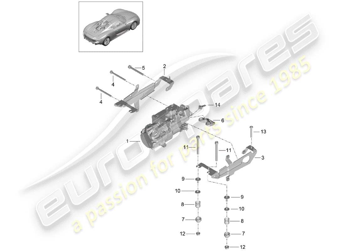 porsche 2015 (918 spyder) diagrama de piezas del compresor