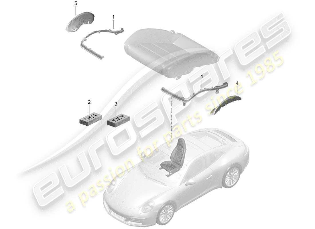 porsche 2020 (991-2) acolchado para asiento diagrama de piezas