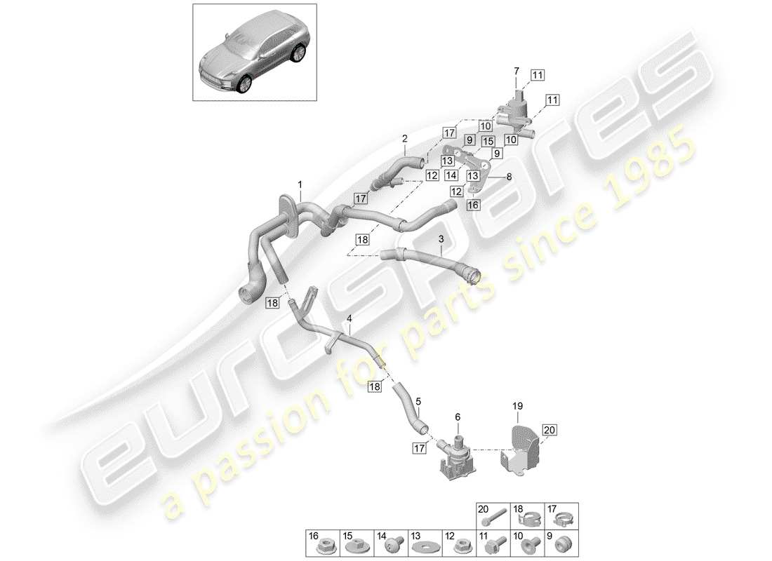 porsche 2019 (macan) diagrama de piezas del calentador