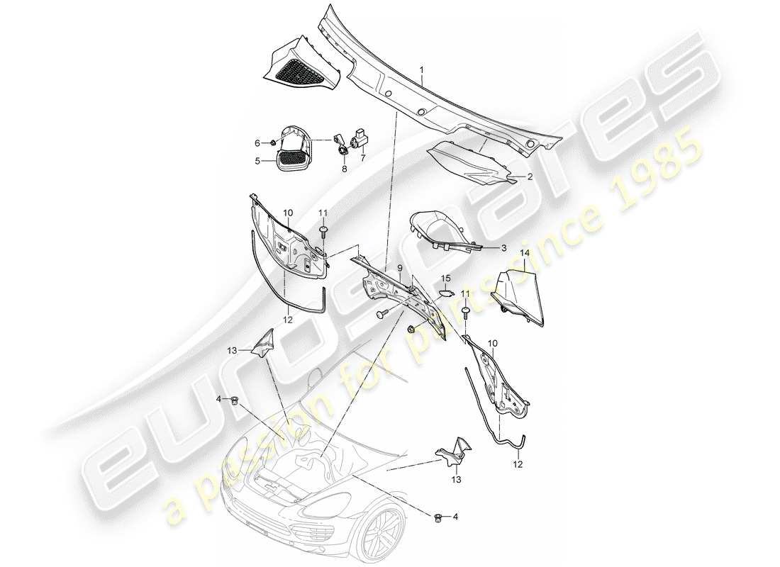 porsche cayenne e2 (2012) diagrama de piezas de la cubierta